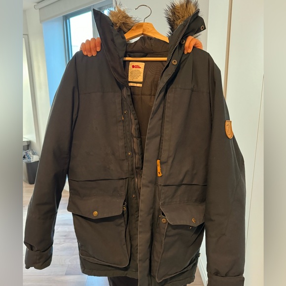 Fjallraven Barents Insulated Winter Parka Jacket, Navy Blue